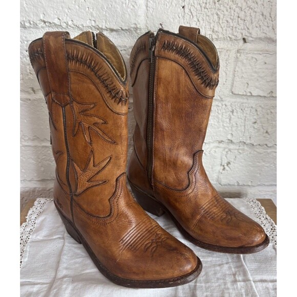 Bed Stu Cowboys Boots Women's Size 8 Lancy Windsor Tan Zip Up Western $275 - Picture 1 of 15